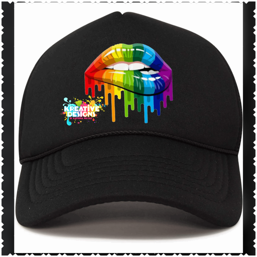Rainbow Dripping Lips Trucker Hat